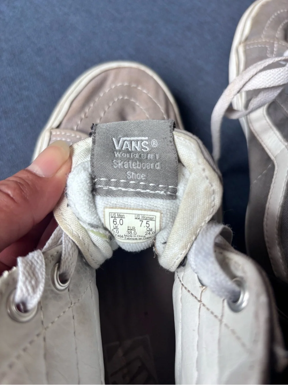 Vans Kids High-Top Sneakers in Taupe with White Stripe